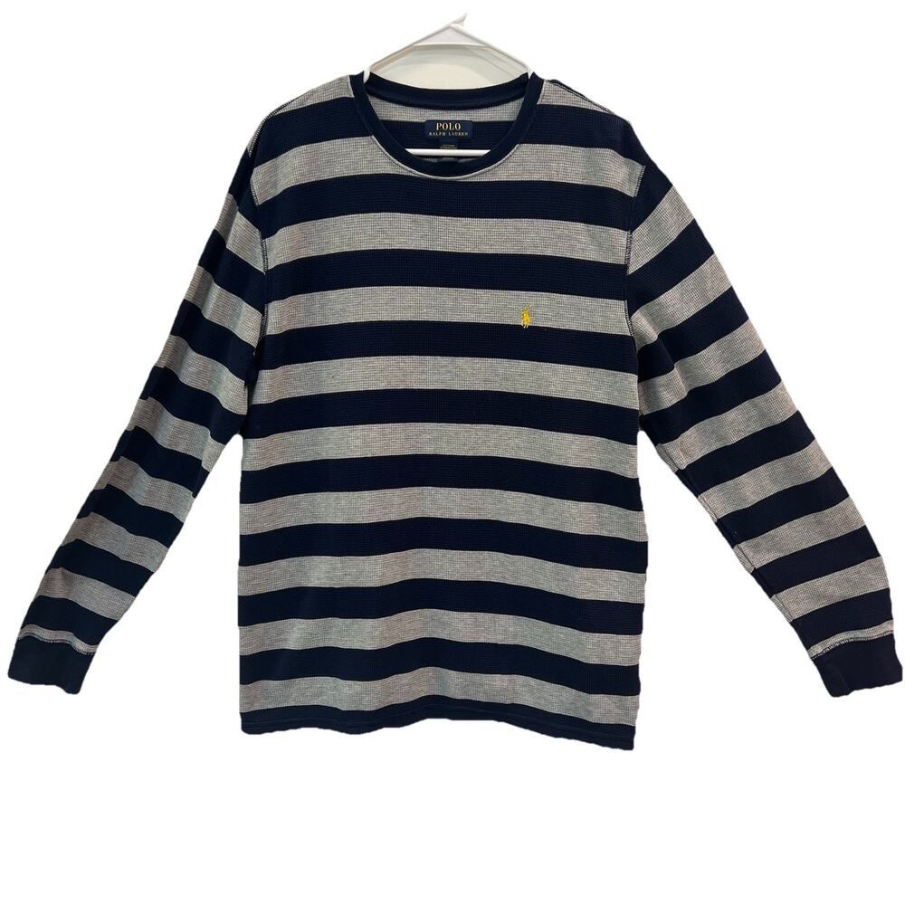 Polo Ralph Lauren men’s size XL blue stripe long sleeve thermal‎ sleepwear shirt